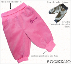 Dětské zateplené kalhoty ROCKINO vel. 98 vzor 8004 - růžové