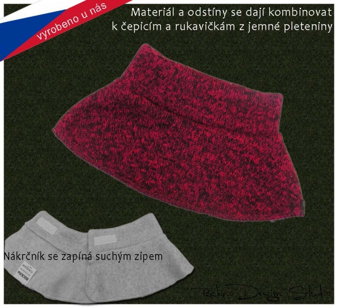 Dětský nákrčník ROCKINO šitý z pleteniny - růžovočerná