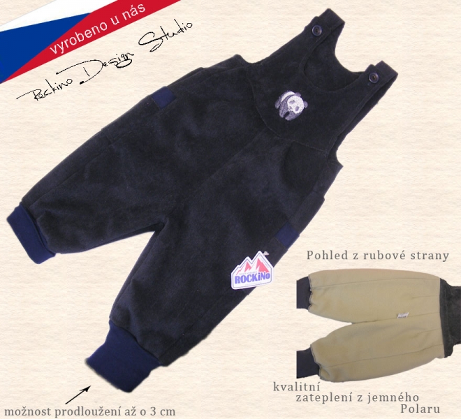 Dětské zateplené kalhoty s laclem ROCKINO vel.74,80,92,98 vzor 8004 - modré