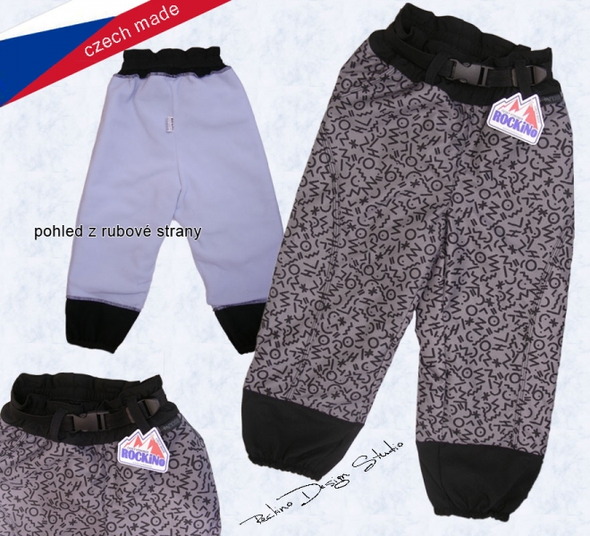 Dětské nepromokavé zateplené kalhoty ROCKINO vel.104,110,116,122 vzor 8123 - šedé