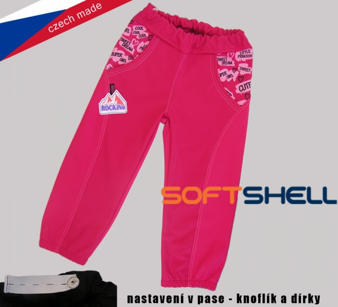 Dětské softshellové kalhoty ROCKINO vel. 104,110,116,122 vzor 8146 - růžové