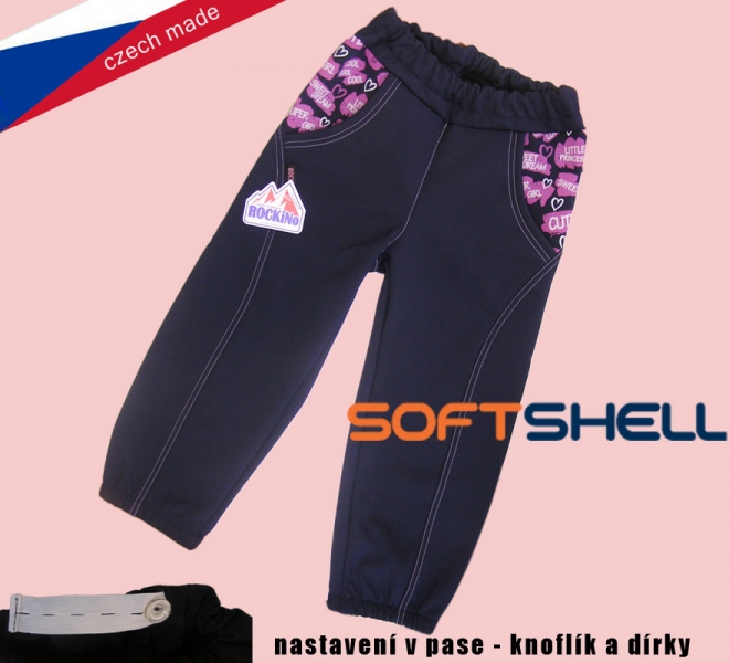 Dětské softshellové kalhoty ROCKINO vel. 128,134,140 vzor 8147 - modré dívčí
