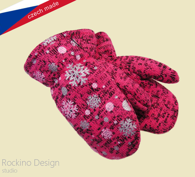 Dětské rukavičky (10-24 měsíců) ROCKINO ze svetroviny vzor 6314 vel. 1 - růžové