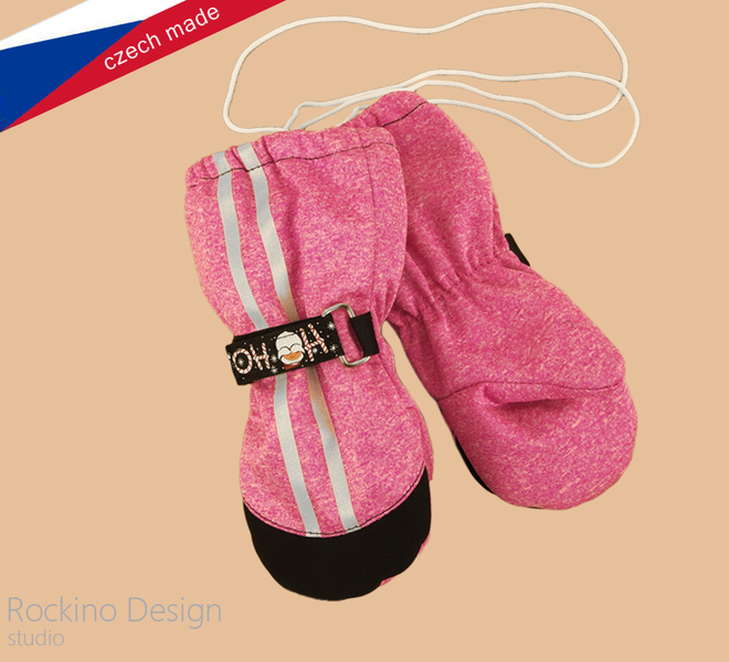 Softshellové rukavice ROCKINO vel. 3,4 vzor 6322 růžový melír