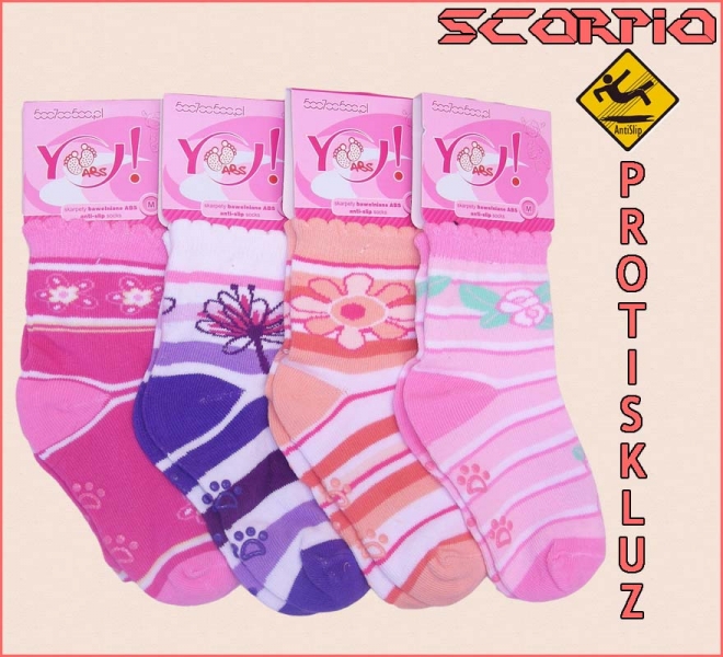 Dívčí ponožky SCORPIO 04 protiskluzové, velikost 12-24 měsíců 1 PÁR