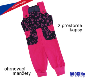 Detské tepláky s trakmi ROCKINO - Hustey veľ. 74 vzor 8198 - ružové