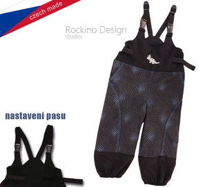 Detské softshellové zateplené nohavice ROCKINO s trakmi veľ. 80 vzor 8155 - čiernotyrkysové