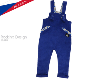 Dětské kalhoty s laclem ROCKINO - Hustey vel. 80,86,92,98 vzor 8528 - středněmodré