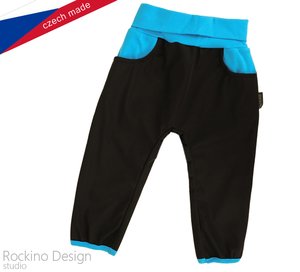 Softshellové nohavice ROCKINO - Hustey veľ. 56,92 vzor 8396 - čiernotyrkysové