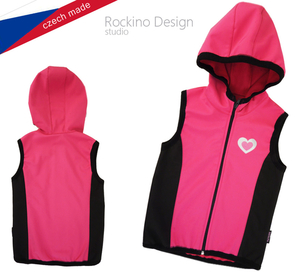 Softshellová dětská vesta Rockino vel. 110,116,122 vzor 8739 - růžová
