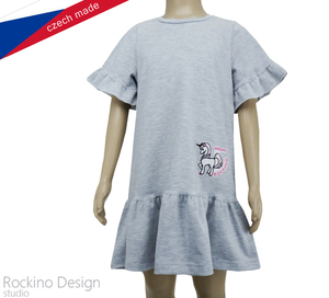 Dievčenské letné šaty ROCKINO veľ. 116,122,128,134 vzor 8774 - svetlosivé