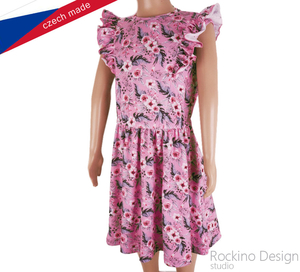 Dievčenské šaty ROCKINO 03 veľ. 92,98,104 vzor 8567 ružové kvet