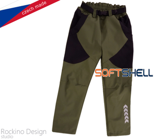 Detské softshellové zateplené nohavice ROCKINO veľ. 122 vzor 8591 - khaki