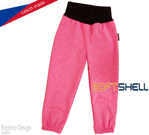 Dětské softshellové kalhoty ROCKINO tenké vel. 92,98,104 vzor 8905- růžovočerné