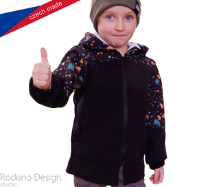 Softshellová dětská bunda Rockino vel. 128,134,140,146 vzor 8811 - černá kameny