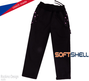 Dětské softshellové kalhoty ROCKINO tenké vel. 110,116,122 vzor 8904/C - černé
