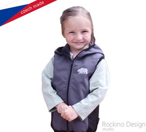 Softshellová dětská vesta Rockino vel. 128,134 vzor 8742 - rezavočerná