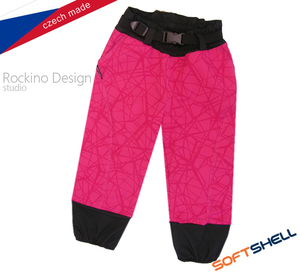 Detské softshellové zateplené nohavice ROCKINO veľ. 98 vzor 8315 - ružové s tmavoružovým žíhaním