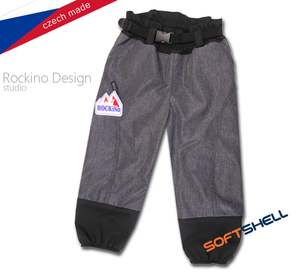 Detské softshellové zateplené nohavice ROCKINO veľ. 92,98,104 vzor 8325 - sivočierne žíhané