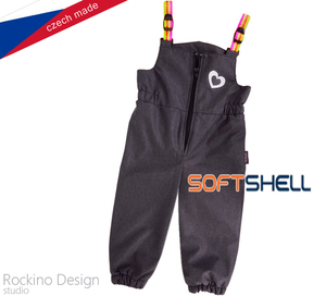 Detské softshellové zateplené nohavice ROCKINO s trakmi veľ. 80,86,92 vzor 8834 - sivé žíhané