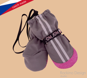 Softshellové rukavice ROCKINO vel. 1,2 vzor 6321 šedorůžové