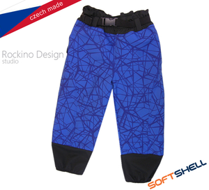 Detské softshellové zateplené nohavice ROCKINO veľ. 104 vzor 8279 - modré tmavomodrým žíhaním