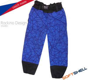 Detské softshellové zateplené nohavice ROCKINO veľ. 134,146 vzor 8280 - modré s tmavomodrým žíhaním