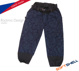 Detské softshellové zateplené nohavice ROCKINO veľ. 98,104 vzor 8316 - tmavomodré s čiernym žíhaním