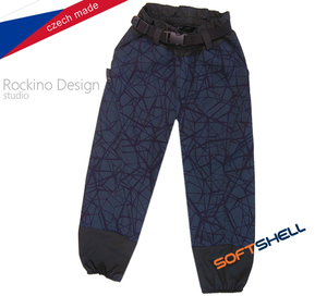 Detské softshellové zateplené nohavice ROCKINO veľ. 140 vzor 8280 - tmavomodré s čiernym žíhaním